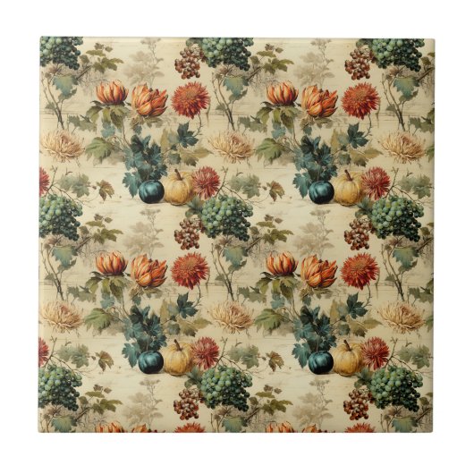 Bloemen Thanksgiving Patroon (2) Tegeltje (Voorkant)