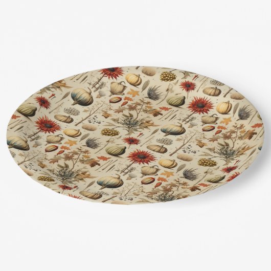 Bloemen Thanksgiving  Patroon (3) Papieren Bordje (Gekanteld)