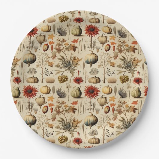 Bloemen Thanksgiving  Patroon (3) Papieren Bordje (Voorkant)