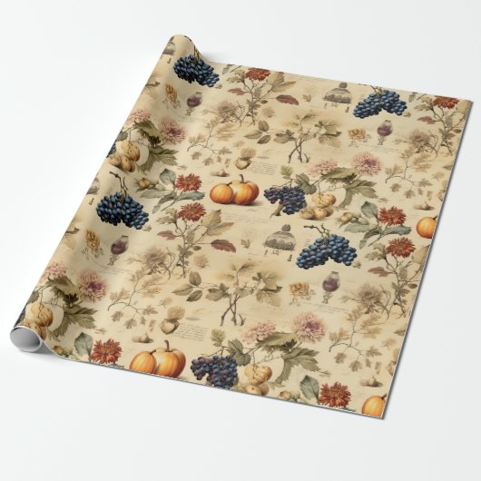 Bloemen Thanksgiving  Patroon (4) Cadeaupapier (Uitgerold)