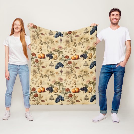 Bloemen Thanksgiving Patroon (4) Fleece Deken (In situ)