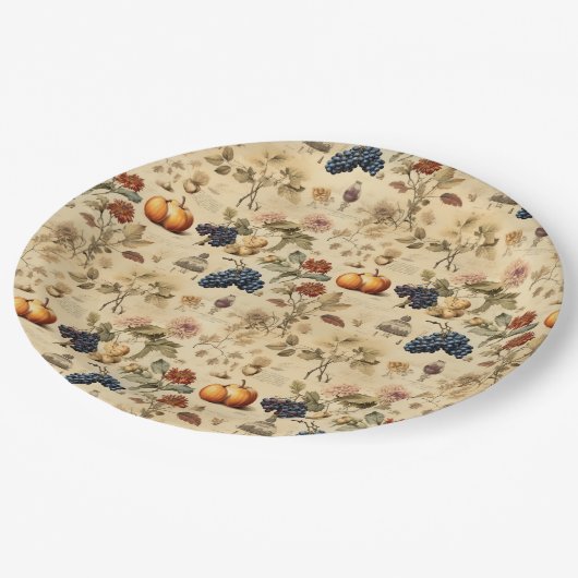 Bloemen Thanksgiving  Patroon (4) Papieren Bordje (Gekanteld)