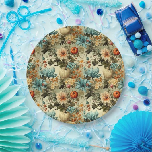 Bloemen Thanksgiving  Patroon (5) Papieren Bordje (Feest)