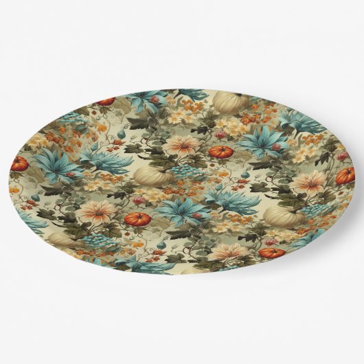 Bloemen Thanksgiving  Patroon (5) Papieren Bordje (Gekanteld)