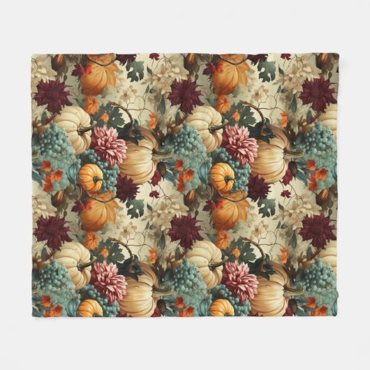 Bloemen Thanksgiving  Patroon (8) Fleece Deken (Voorkant (Horizontaal))