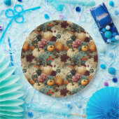 Bloemen Thanksgiving Patroon (8) Papieren Bordje (Feest)