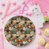 Bloemen Thanksgiving Patroon (8) Papieren Bordje (Feest)