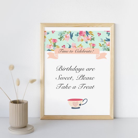 Bloemen Thee Party Bord Poster