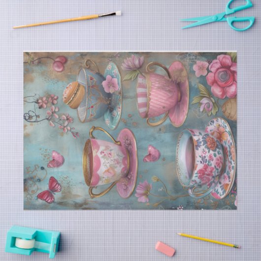 Bloemen thee tijd pastel bloemen decoupage tissuepapier (Craft)