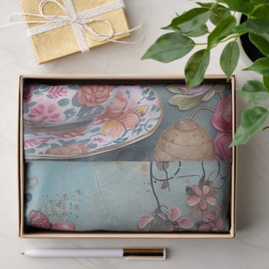 Bloemen thee tijd pastel bloemen decoupage tissuepapier (Geschenk)