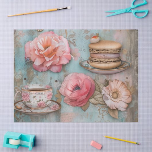 Bloemen thee tijd pastel bloemen decoupage tissuepapier (Craft)