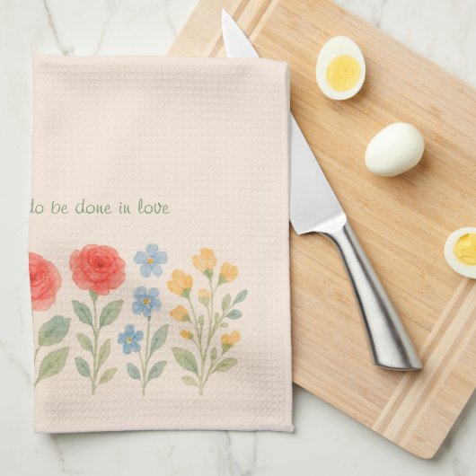 Bloemen Theedoek met aangepaste offerte (Quarter Fold)