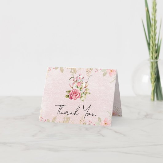 Bloemen Theekan Bruiloft Thee Party Bedankt (Voorkant)
