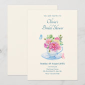 Bloemen theekop vrijgezellenfeest kaart (Voorkant / Achterkant)