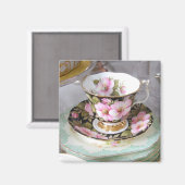 Bloemen theekopje Koelkast Magneet (Voorkant / Achterkant)