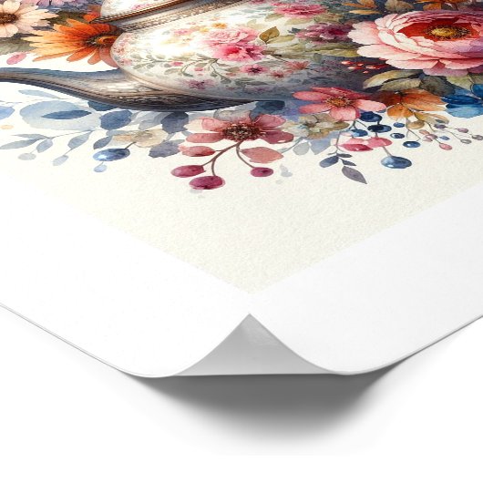 Bloemen theepot 3 poster (Hoek)