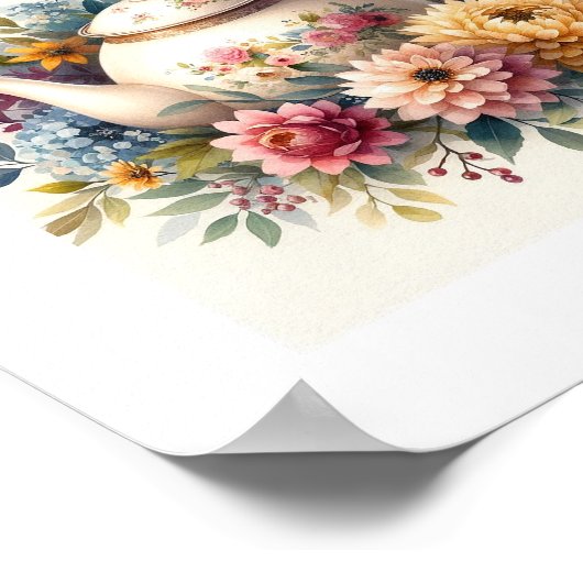 Bloemen theepot 5 poster (Hoek)