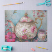 Bloemen Theetijd Theepot Decoupage Tissuepapier (Craft)