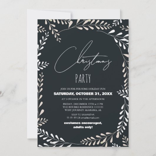 Bloemen Thema | Elegant Script Kerstfeest Kaart (Voorkant)