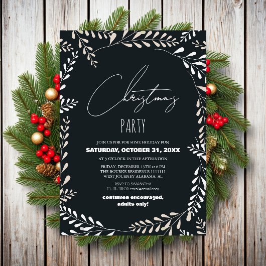 Bloemen Thema | Elegant Script Kerstfeest Kaart