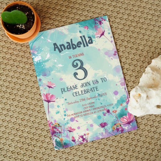 Bloemen Thema I Custom Foto Verjaardagsfeest Kaart