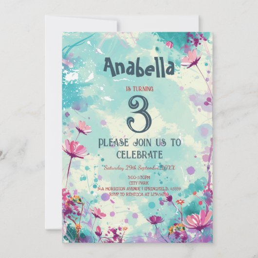 Bloemen Thema I Custom Foto Verjaardagsfeest Kaart (Voorkant)