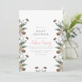 Bloemen thema modern baby shower kaart (Staand voorkant)