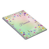 Bloemen thema notitieboek met naam (Rechterzijde)