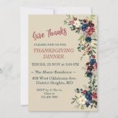 Bloemen Thema Thanksgiving Diner Aangepast Kaart (Voorkant)