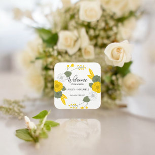 Bloemen thema welkom vierkante sticker