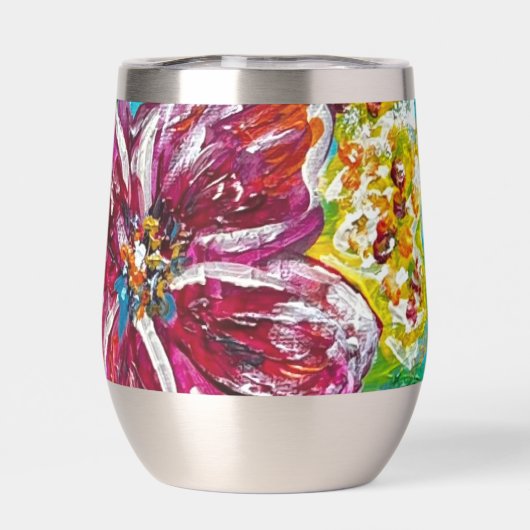 Bloemen thermische wijn tumbler (Achterkant)