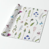 Bloemen Thistle Dragonfly Design Cadeaupapier (Uitgerold)
