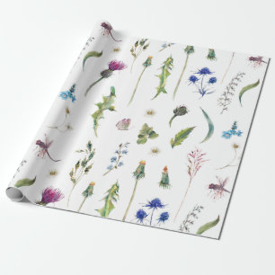 Bloemen Thistle Dragonfly Design Cadeaupapier