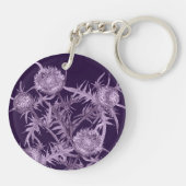 bloemen THISTLE violet bloempatroon Sleutelhanger (Achterkant)