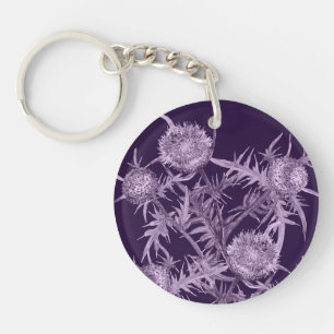 bloemen THISTLE violet bloempatroon Sleutelhanger
