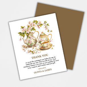 Bloemen Tijd voor Thee Baby shower Bedankt Card