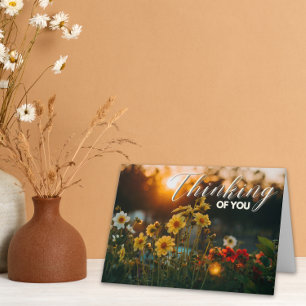 Bloemen Tijdens De Gouden Uur Denkend Aan Jou Kaart
