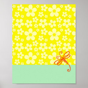 Bloemen Toets Van Groen Libelle Kunst Poster