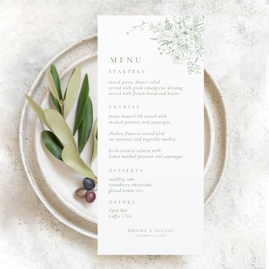  Bloemen Toile Green Wedding Menu