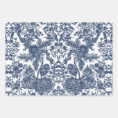 Bloemen  Toile Navy Blauw en wit Decoupage Inpakpapier Vel (Voorkant 2)