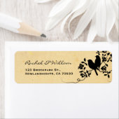 Bloemen Tortelduifjes Silhouet Bruiloft Etiket (Insitu)