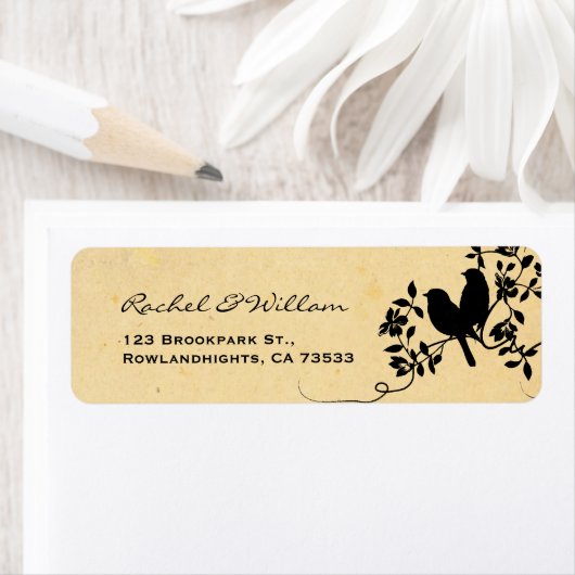  Bloemen Tortelduifjes Silhouet Bruiloft Etiket (Insitu)