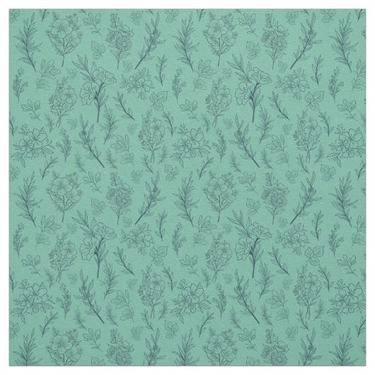 Bloemen Transparante Groene Achtergrond Stof (Swatch)