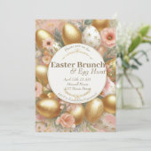 Bloemen trendy paasbrunch & eierjacht uitnodiging (Staand voorkant)