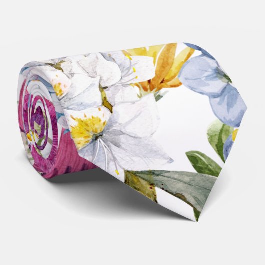 Bloemen trendy stropdas (Opgerold)