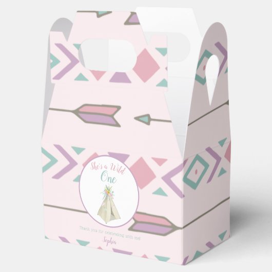 Bloemen Tribal Teepee Wild Een 1e Verjaardag Bedankdoosjes (Geopend)