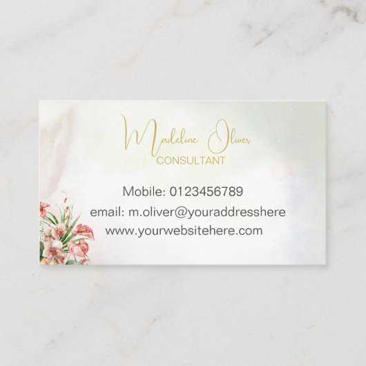 Bloemen Tropisch Botanisch Elegant Modern Visitekaartje (Achterkant)