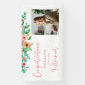 Bloemen Tropisch Pensioen Foto Script Gefeliciteer Spandoek (Verticaal)