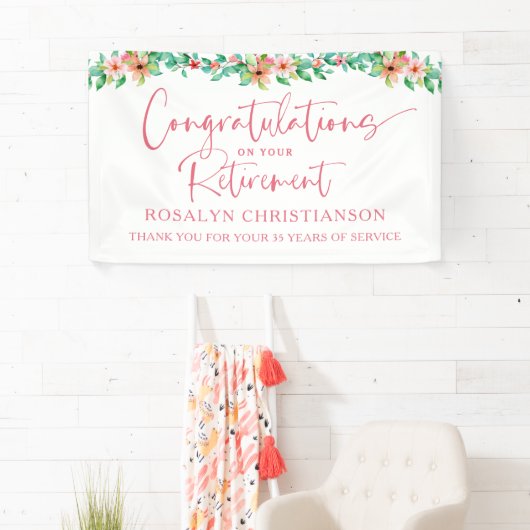 Bloemen Tropisch Schrift Uitdiensttreding Gefelici Spandoek (Insitu)