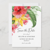 Bloemen Tropische Bestemming Bruiloft Save The Date (Voorkant)